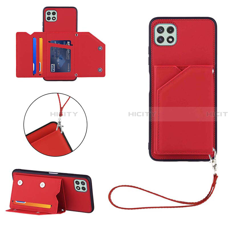 Funda Lujo Cuero Carcasa Y03B para Samsung Galaxy A22 5G Rojo