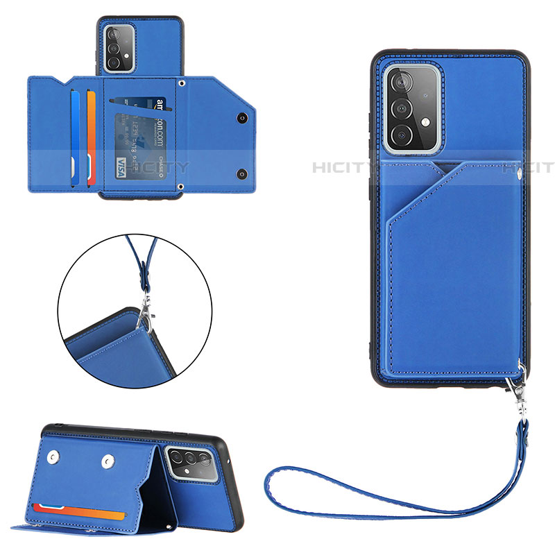 Funda Lujo Cuero Carcasa Y03B para Samsung Galaxy A52 4G Azul