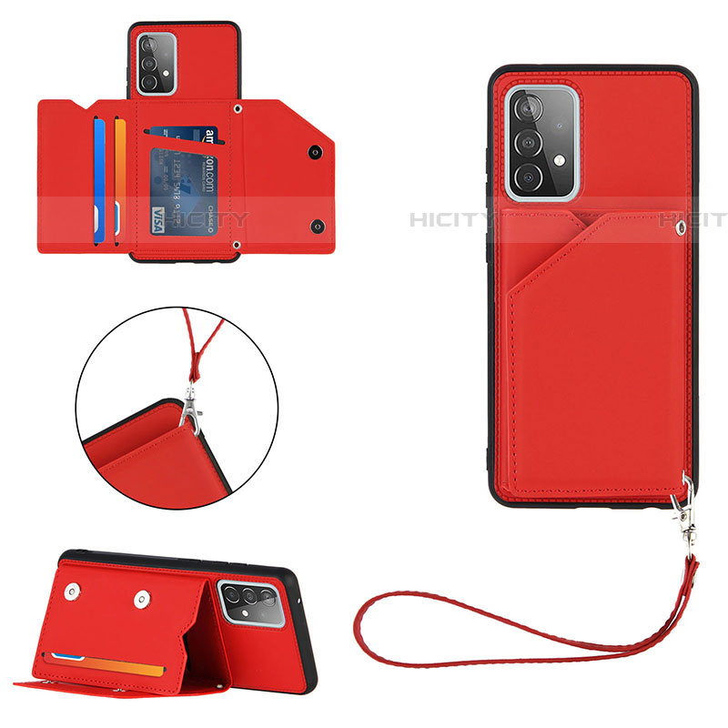 Funda Lujo Cuero Carcasa Y03B para Samsung Galaxy A52 5G Rojo