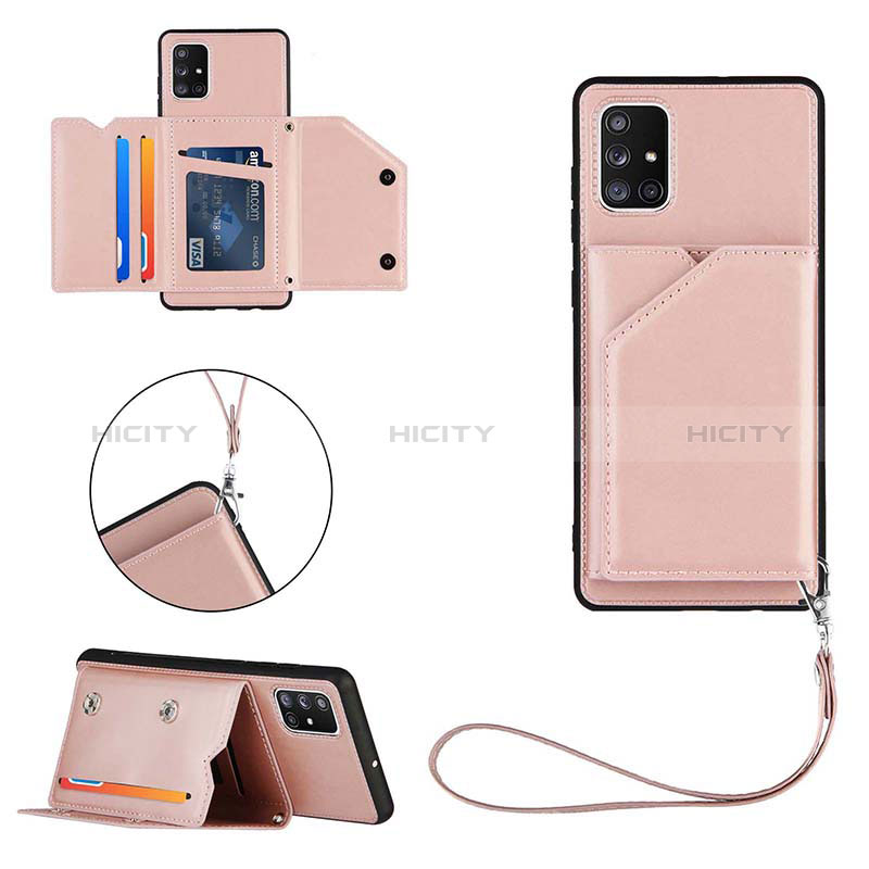 Funda Lujo Cuero Carcasa Y03B para Samsung Galaxy A71 4G A715 Oro Rosa