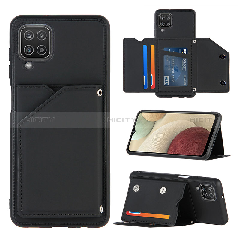 Funda Lujo Cuero Carcasa Y03B para Samsung Galaxy M12 Negro