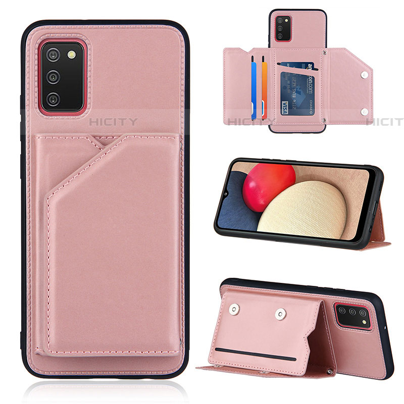 Funda Lujo Cuero Carcasa Y04B para Samsung Galaxy A03s Oro Rosa