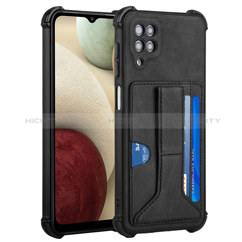 Funda Lujo Cuero Carcasa Y04B para Samsung Galaxy A12 Negro