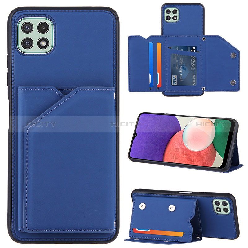 Funda Lujo Cuero Carcasa Y04B para Samsung Galaxy A22s 5G Azul