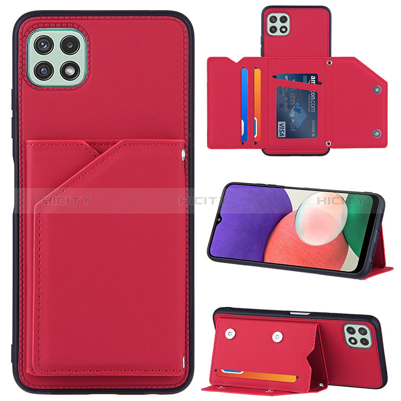 Funda Lujo Cuero Carcasa Y04B para Samsung Galaxy A22s 5G Rojo