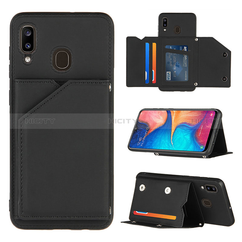 Funda Lujo Cuero Carcasa Y04B para Samsung Galaxy A30 Negro