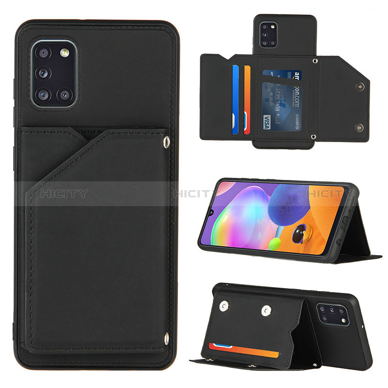 Funda Lujo Cuero Carcasa Y04B para Samsung Galaxy A31 Negro