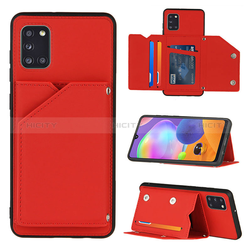 Funda Lujo Cuero Carcasa Y04B para Samsung Galaxy A31 Rojo