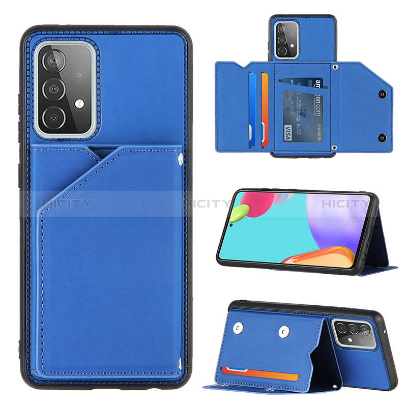 Funda Lujo Cuero Carcasa Y04B para Samsung Galaxy A52s 5G Azul