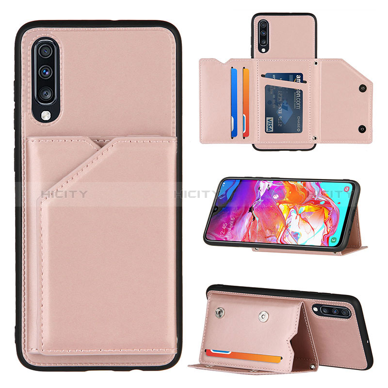 Funda Lujo Cuero Carcasa Y04B para Samsung Galaxy A70S Oro Rosa