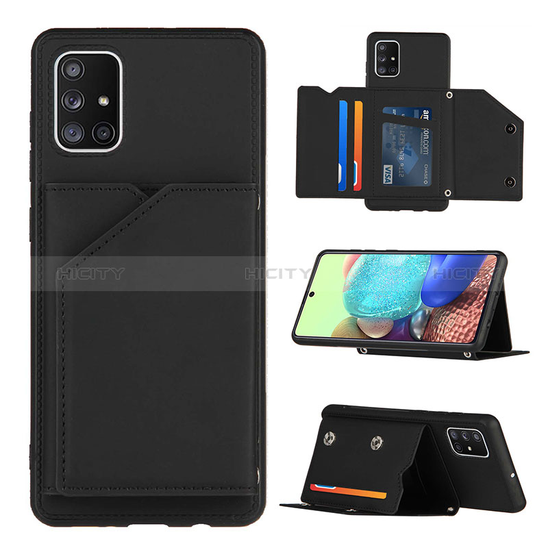 Funda Lujo Cuero Carcasa Y04B para Samsung Galaxy A71 4G A715 Negro