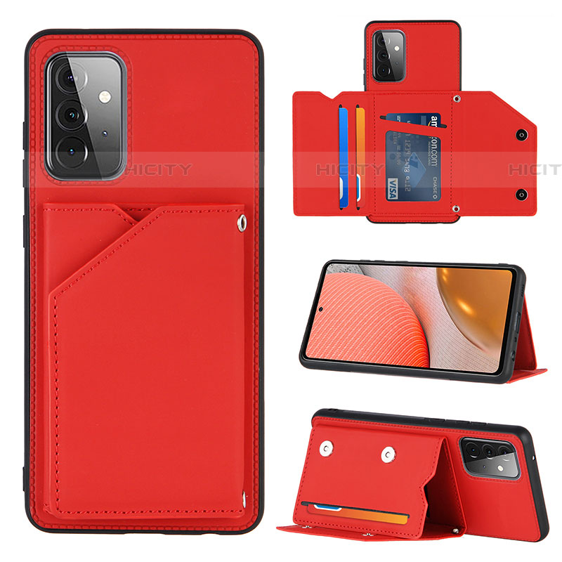 Funda Lujo Cuero Carcasa Y04B para Samsung Galaxy A72 4G Rojo