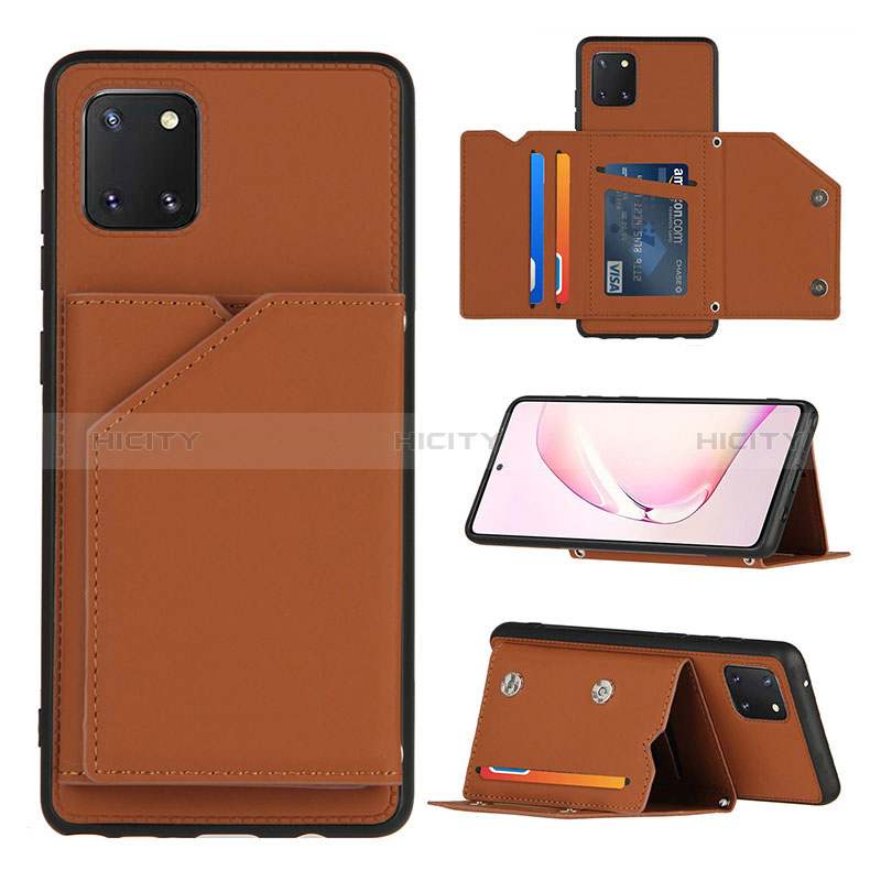 Funda Lujo Cuero Carcasa Y04B para Samsung Galaxy A81 Marron