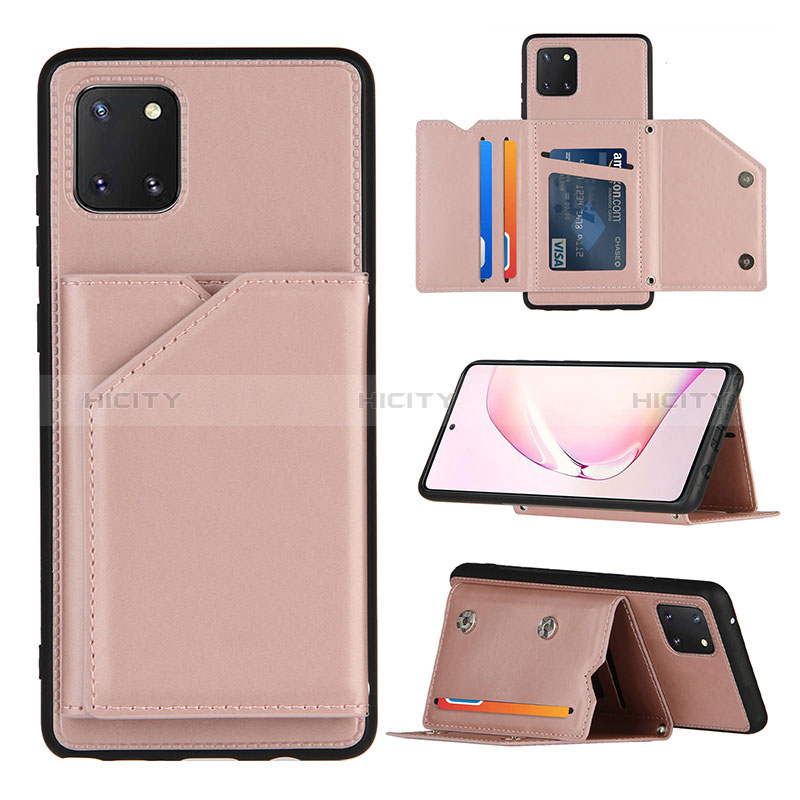 Funda Lujo Cuero Carcasa Y04B para Samsung Galaxy A81 Oro Rosa