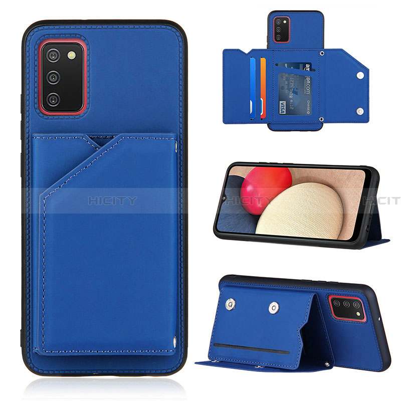 Funda Lujo Cuero Carcasa Y04B para Samsung Galaxy F02S SM-E025F Azul