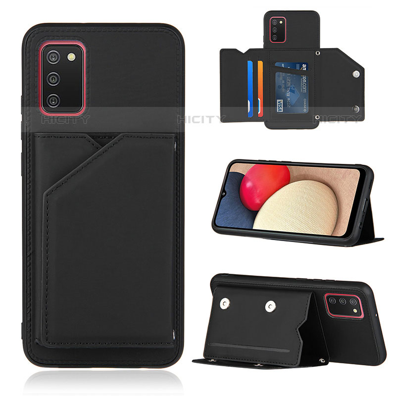 Funda Lujo Cuero Carcasa Y04B para Samsung Galaxy M02s Negro