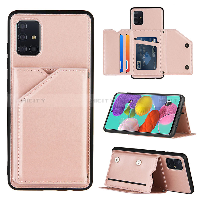 Funda Lujo Cuero Carcasa Y04B para Samsung Galaxy M40S Oro Rosa