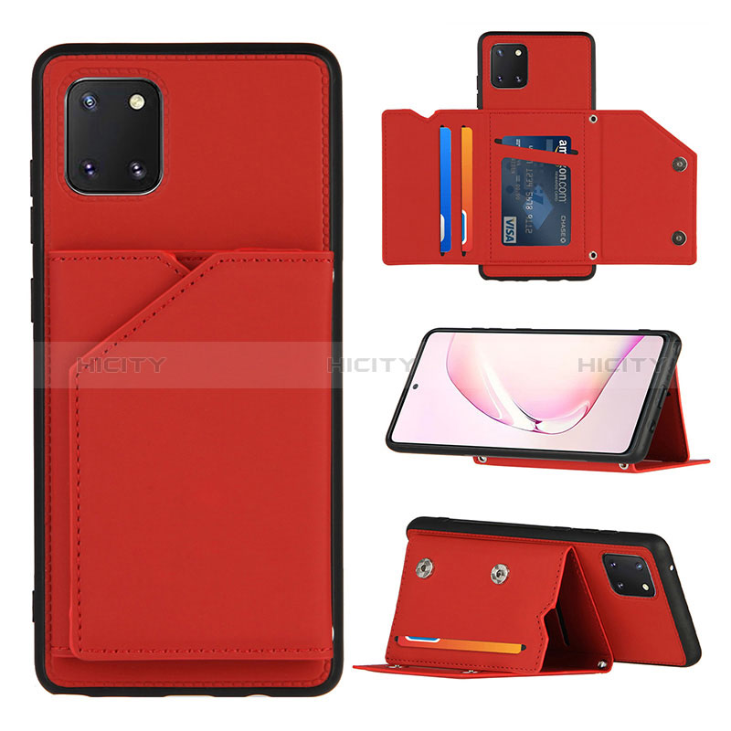 Funda Lujo Cuero Carcasa Y04B para Samsung Galaxy Note 10 Lite Rojo