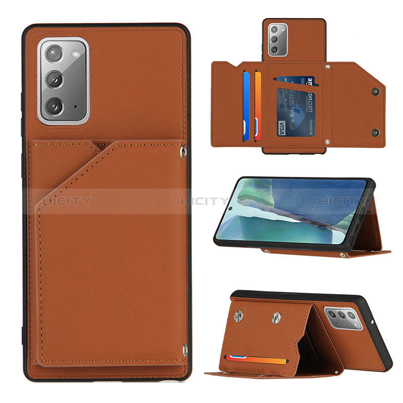 Funda Lujo Cuero Carcasa Y04B para Samsung Galaxy Note 20 5G Marron