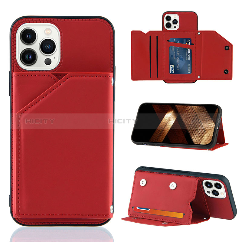 Funda Lujo Cuero Carcasa Y05B para Apple iPhone 13 Pro Max Rojo