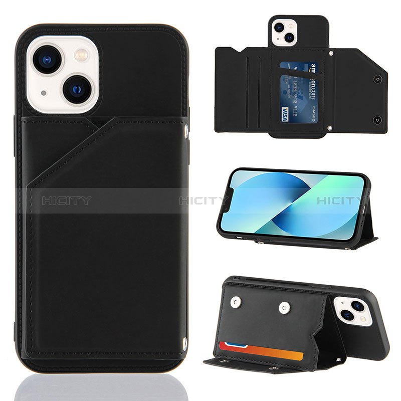 Funda Lujo Cuero Carcasa Y05B para Apple iPhone 14 Plus Negro