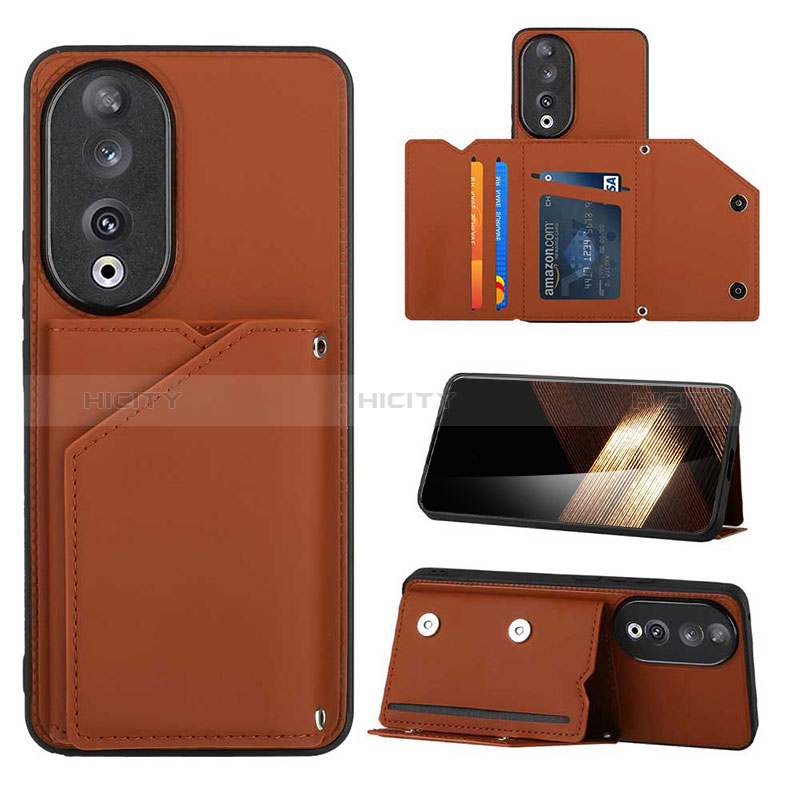 Funda Lujo Cuero Carcasa YB1 para Huawei Honor 90 5G Marron