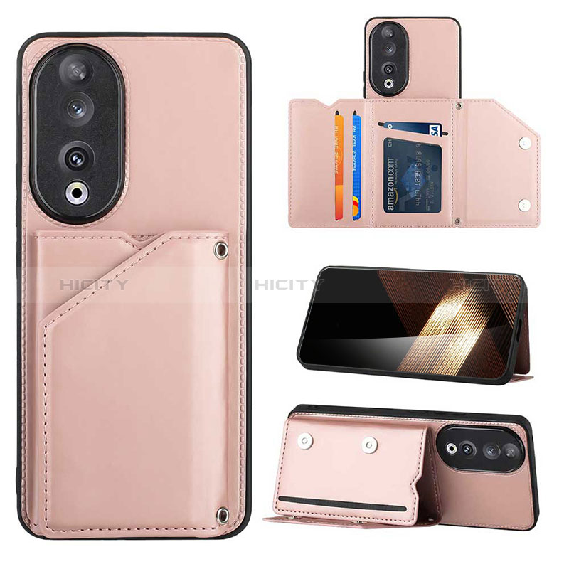 Funda Lujo Cuero Carcasa YB1 para Huawei Honor 90 5G Oro Rosa