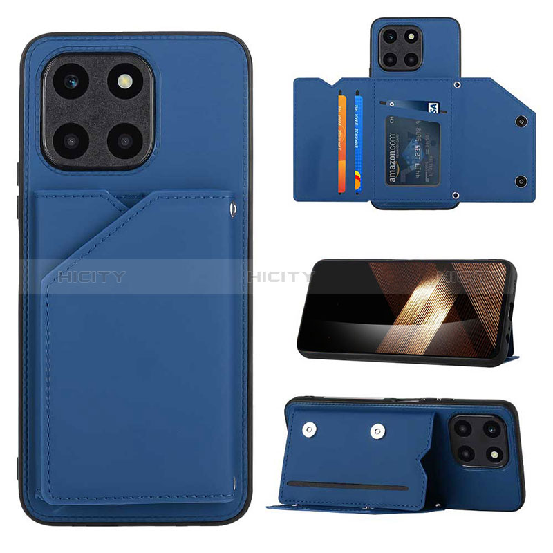 Funda Lujo Cuero Carcasa YB1 para Huawei Honor X6a Azul