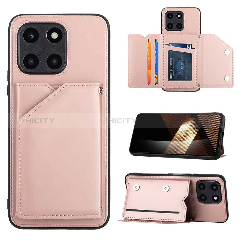 Funda Lujo Cuero Carcasa YB1 para Huawei Honor X6a Oro Rosa