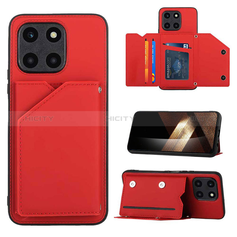 Funda Lujo Cuero Carcasa YB1 para Huawei Honor X6a Rojo