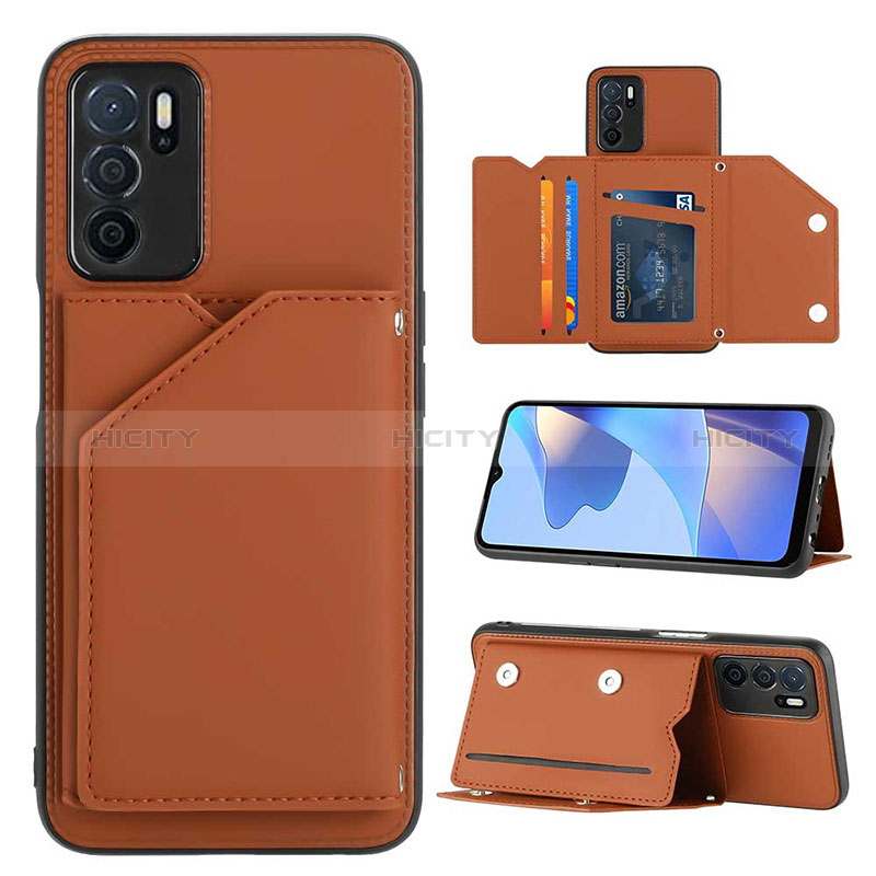 Funda Lujo Cuero Carcasa YB1 para Oppo A16 Marron