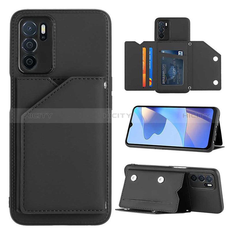 Funda Lujo Cuero Carcasa YB1 para Oppo A16 Negro