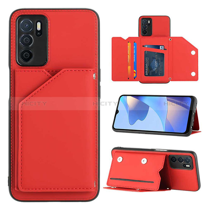 Funda Lujo Cuero Carcasa YB1 para Oppo A16 Rojo