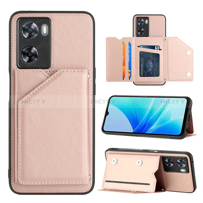 Funda Lujo Cuero Carcasa YB1 para Oppo A57 4G Oro Rosa