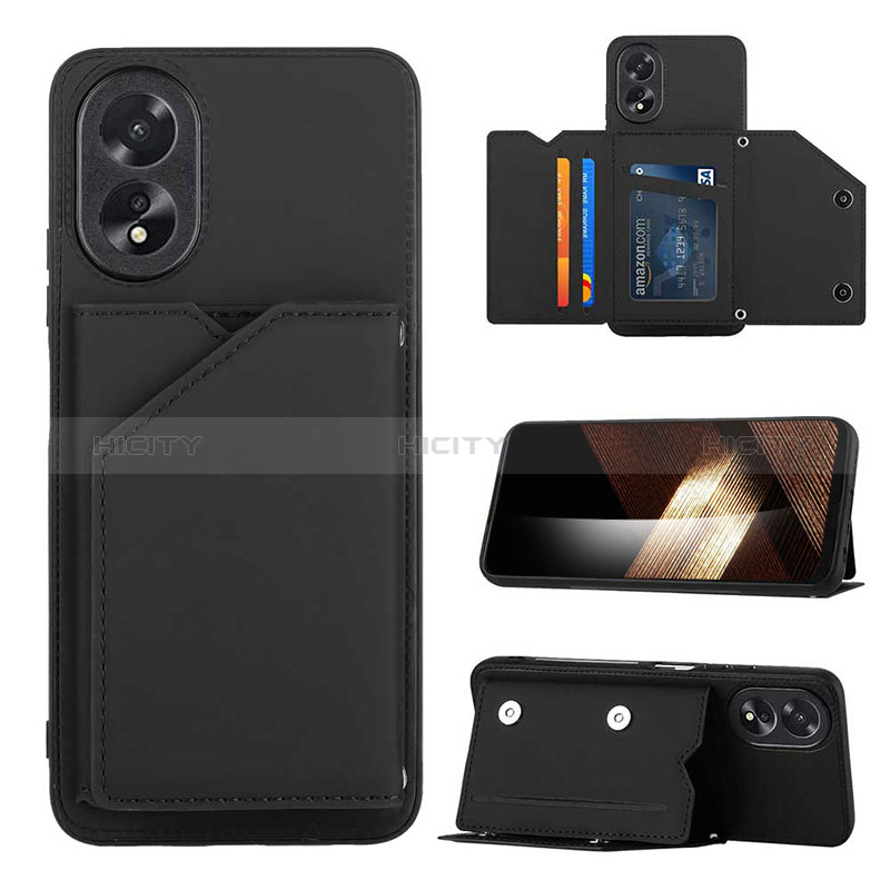 Funda Lujo Cuero Carcasa YB1 para Oppo A58 4G Negro