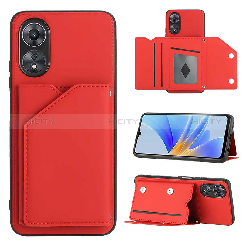 Funda Lujo Cuero Carcasa YB1 para Oppo A58 5G Rojo