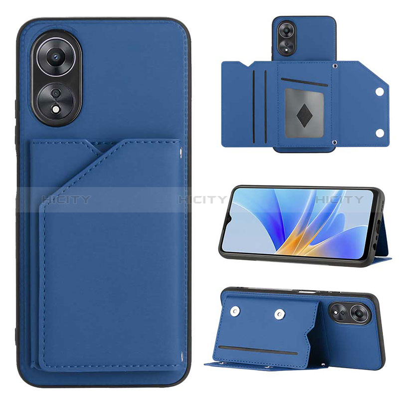 Funda Lujo Cuero Carcasa YB1 para Oppo A78 5G Azul