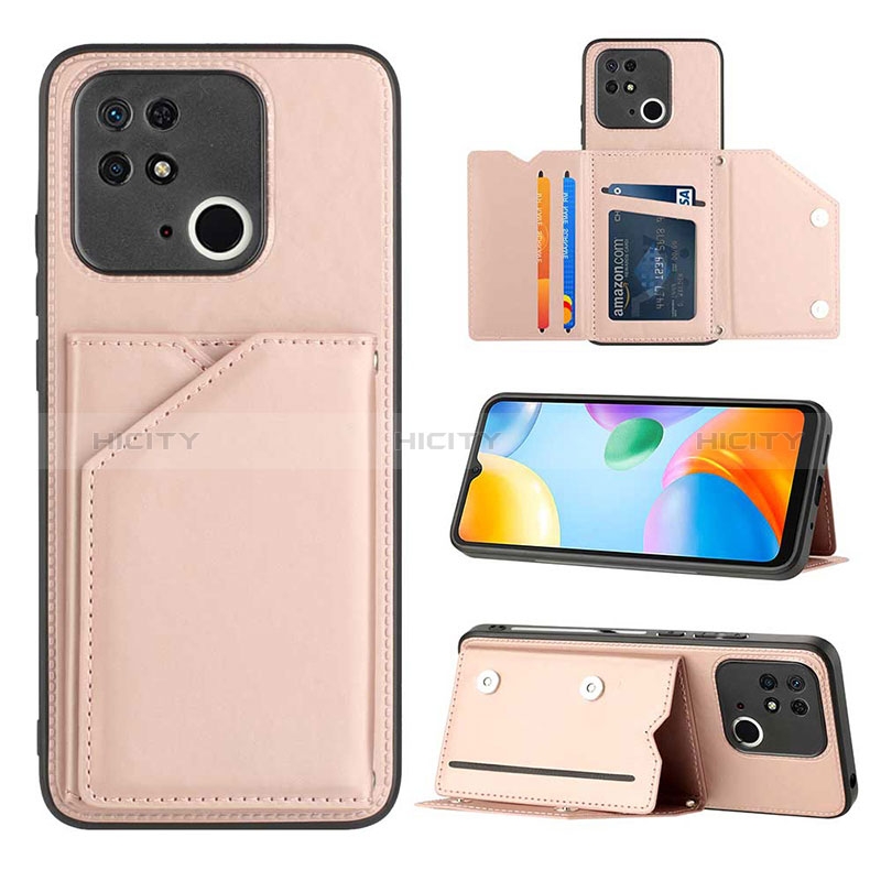 Funda Lujo Cuero Carcasa YB1 para Xiaomi Redmi 10 India Oro Rosa