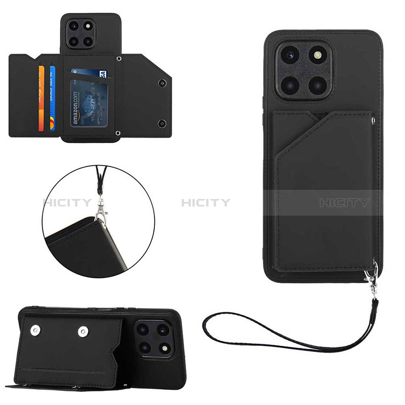 Funda Lujo Cuero Carcasa YB2 para Huawei Honor X6a Negro