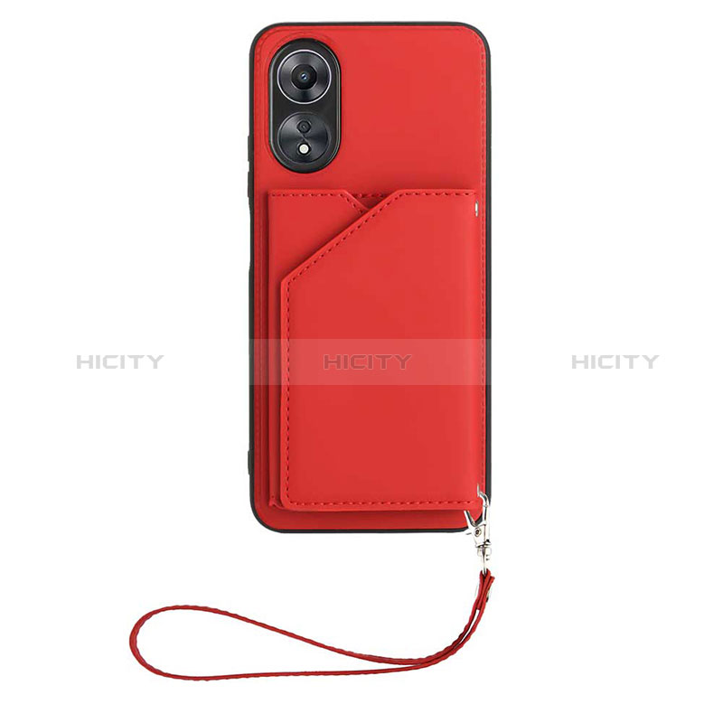 Funda Lujo Cuero Carcasa YB2 para Oppo A17 Rojo