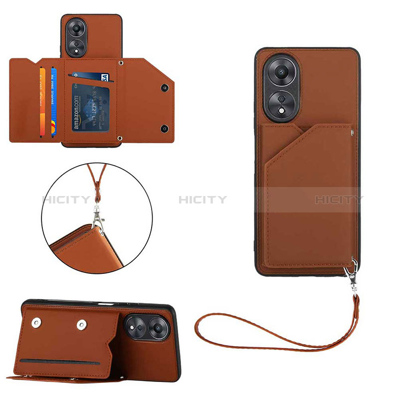 Funda Lujo Cuero Carcasa YB2 para Oppo A18 Marron