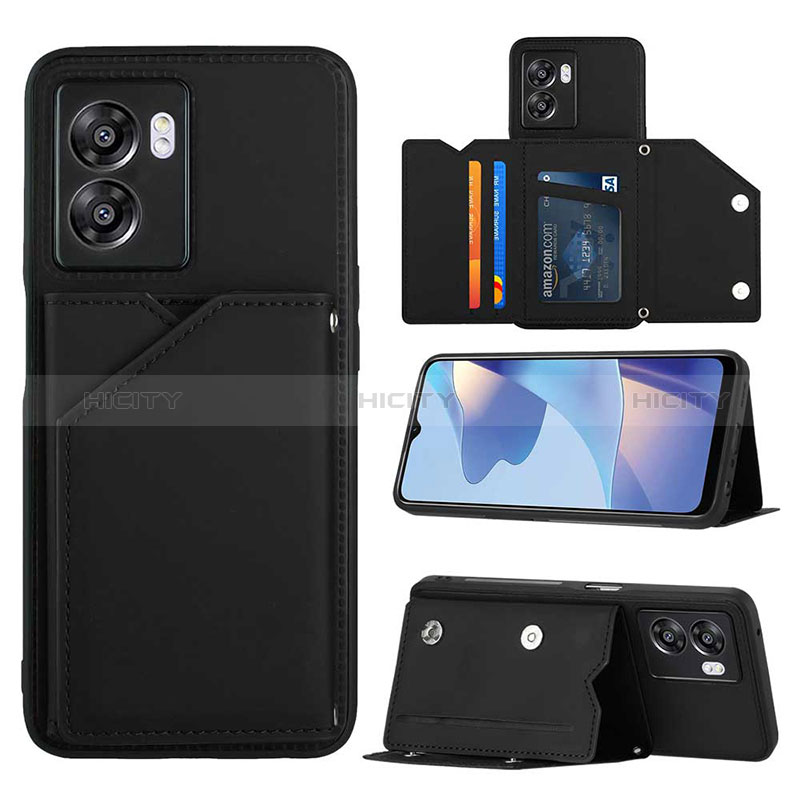 Funda Lujo Cuero Carcasa YB2 para Oppo A77 5G Negro