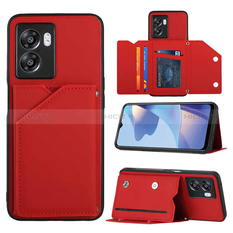 Funda Lujo Cuero Carcasa YB2 para Oppo A77 5G Rojo