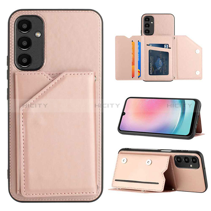 Funda Lujo Cuero Carcasa YB2 para Samsung Galaxy A14 4G Oro Rosa