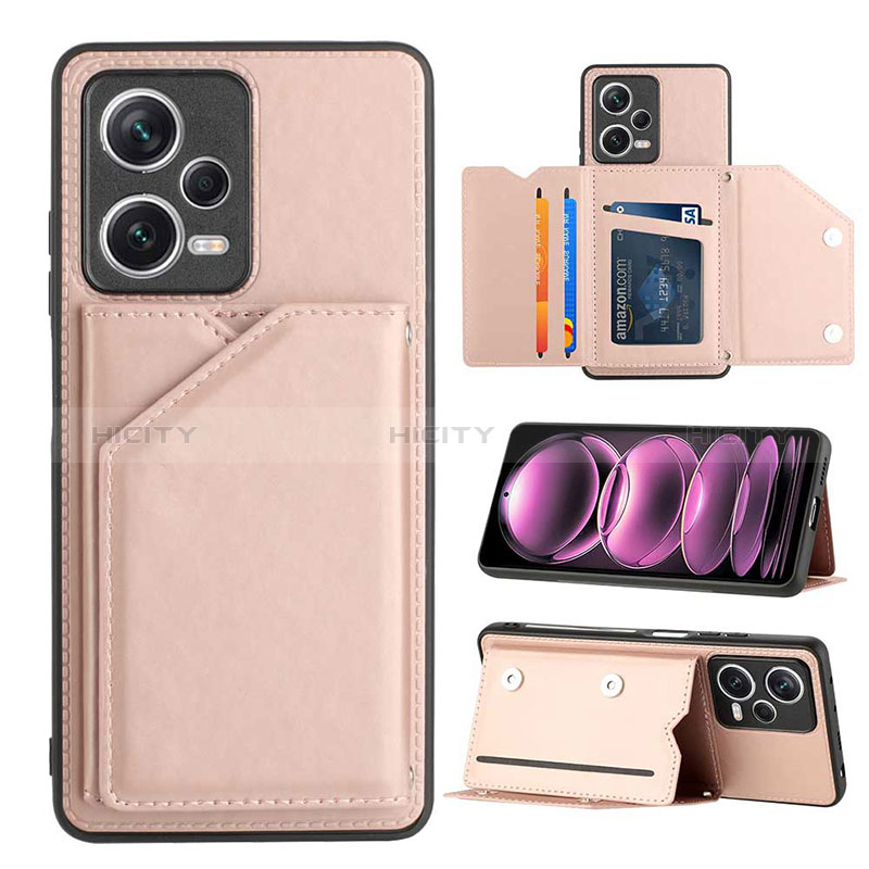 Funda Lujo Cuero Carcasa YB2 para Xiaomi Redmi Note 12 Pro 5G Oro Rosa