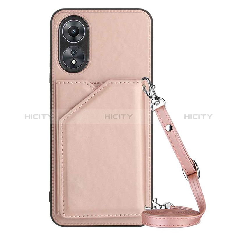 Funda Lujo Cuero Carcasa YB3 para Oppo A17 Oro Rosa