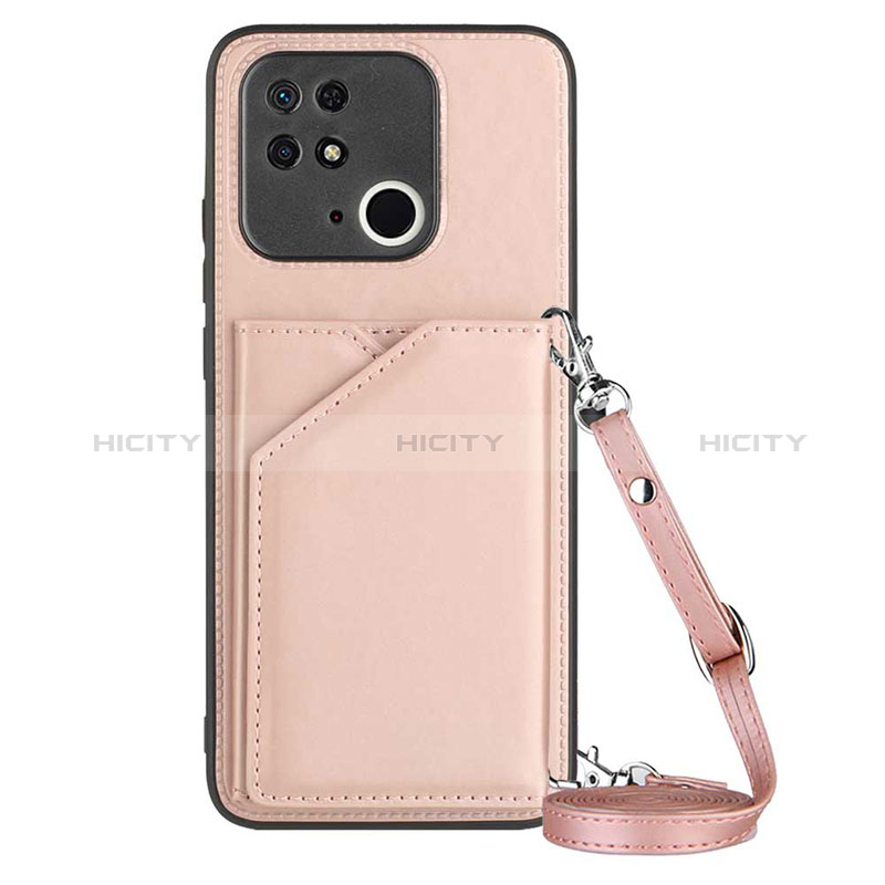 Funda Lujo Cuero Carcasa YB3 para Xiaomi Redmi 10 India Oro Rosa