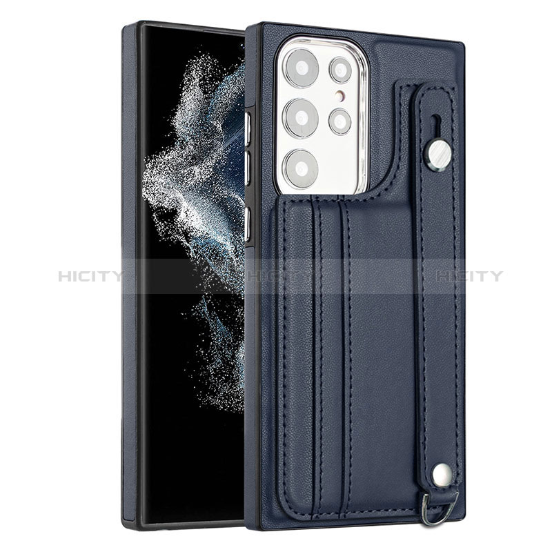 Funda Lujo Cuero Carcasa YB4 para Samsung Galaxy S22 Ultra 5G Azul