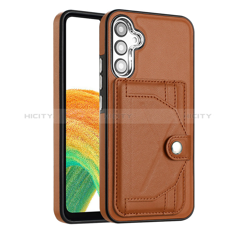 Funda Lujo Cuero Carcasa YB5 para Samsung Galaxy Quantum4 5G Marron