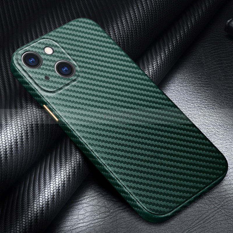 Funda Lujo Fibra de Carbon Carcasa Twill C01 para Apple iPhone 15 Plus Verde